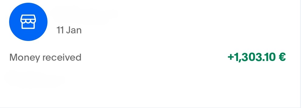 PayPal – +€1,303.10 received